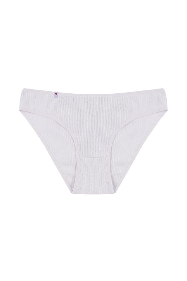 Kadın Külot 5 li Pamuklu Etiket Detaylı Fitilli Ribana L - XL