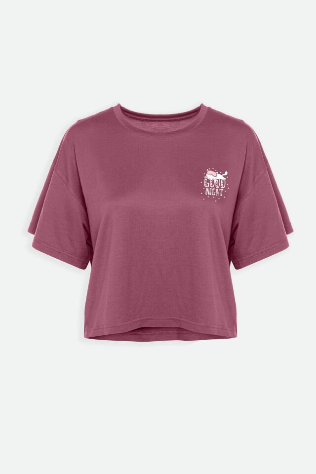 Kadın Yumuşak Dokulu Kısa Kollu Şortlu Pijama Takımı M - Pudra