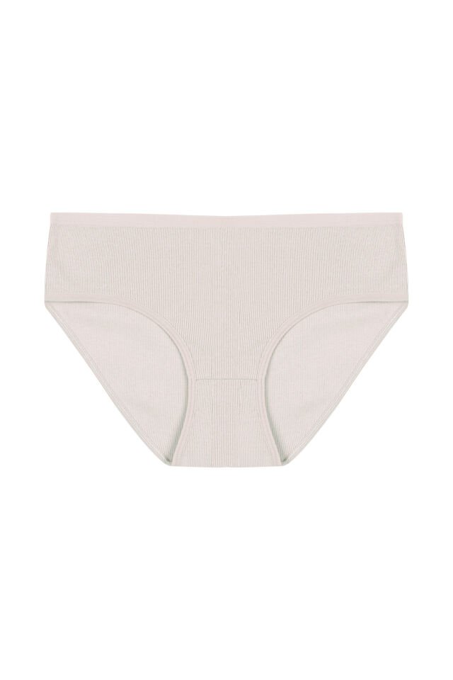 Kadın 3'lü Desenli Kaşkorse Pamuklu Yüksek Bel Bato Lila  -  Ekru - 3XL