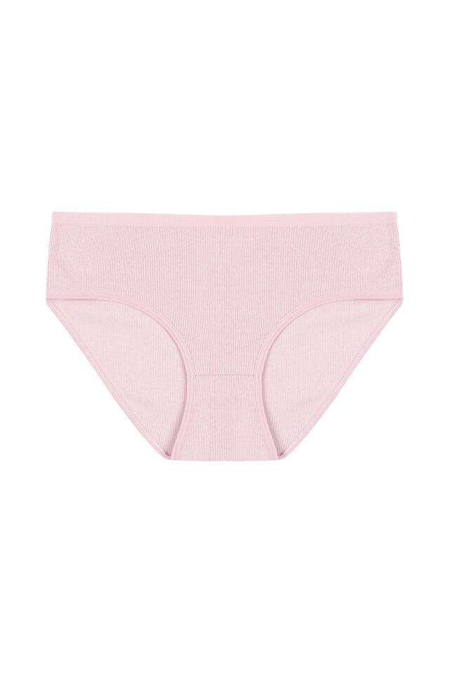 Kadın 3'lü Desenli Kaşkorse Pamuklu Yüksek Bel Bato Lila  -  Ekru - 3XL