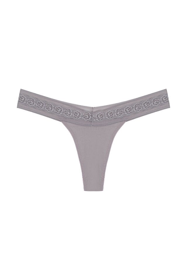 Kadın 3'lü  Beli Dantelli Pamuklu Tanga Külot L - XL - Siyah - Kırmızı