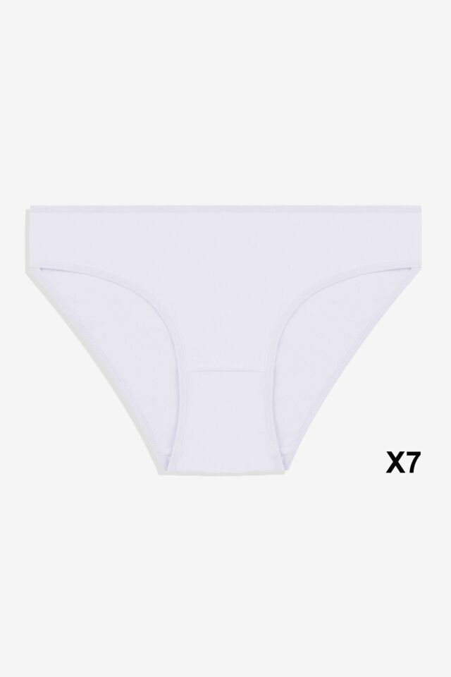 Kadın 7'li Likralı Külot 7beyaz - XL