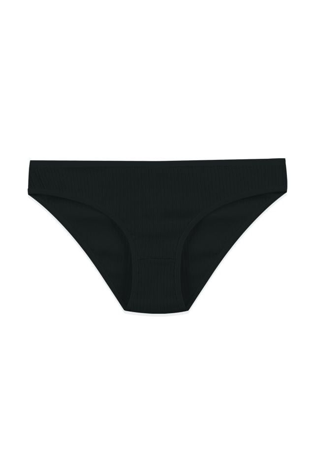 Kadın 7'li Fitilli Pamuklu Ribanalı Külot Yeşil - Siyah - L/XL