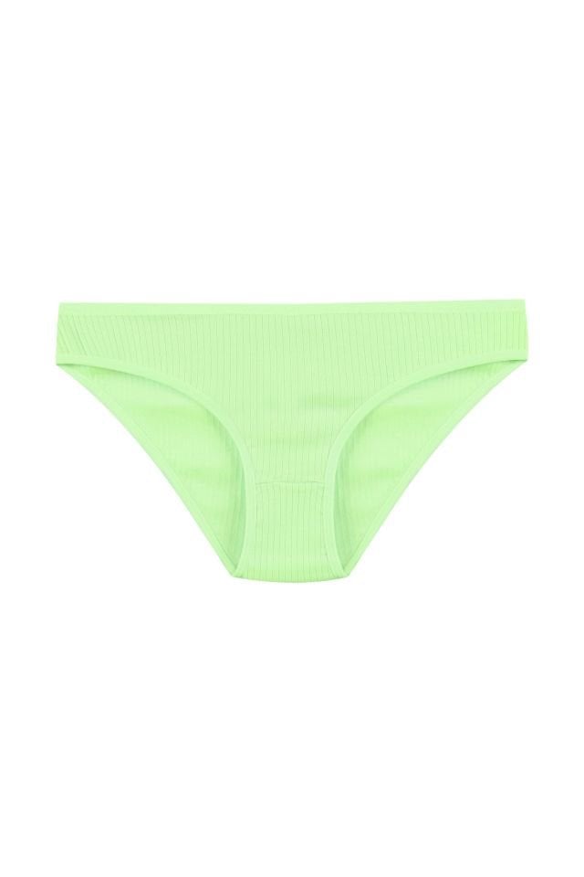 Kadın 7'li Fitilli Pamuklu Ribanalı Külot Yeşil - Siyah - L/XL