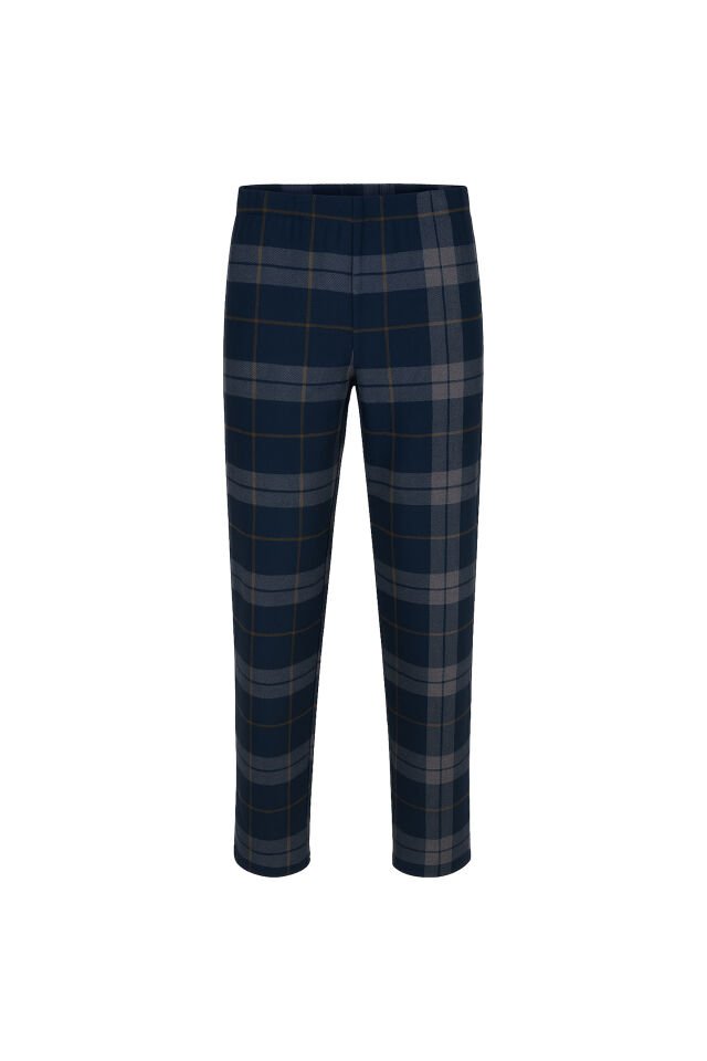 Erkek Yumuşak Dokulu Lacivert Ekose Desenli Pijama Takımı Lacivert - 2XL