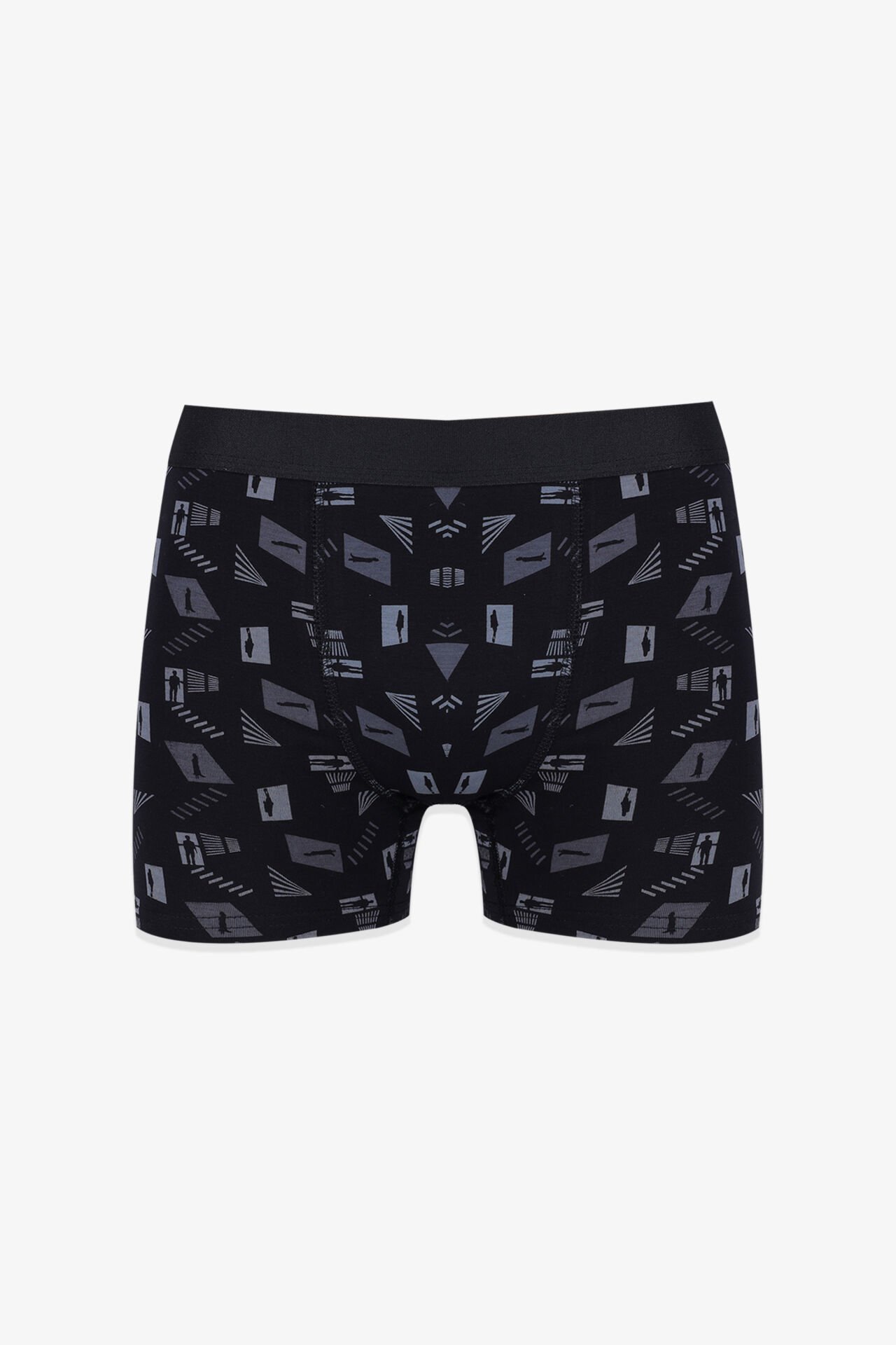 Erkek Tekli Desenli Pamuklu Boxer Füme - Gri - S