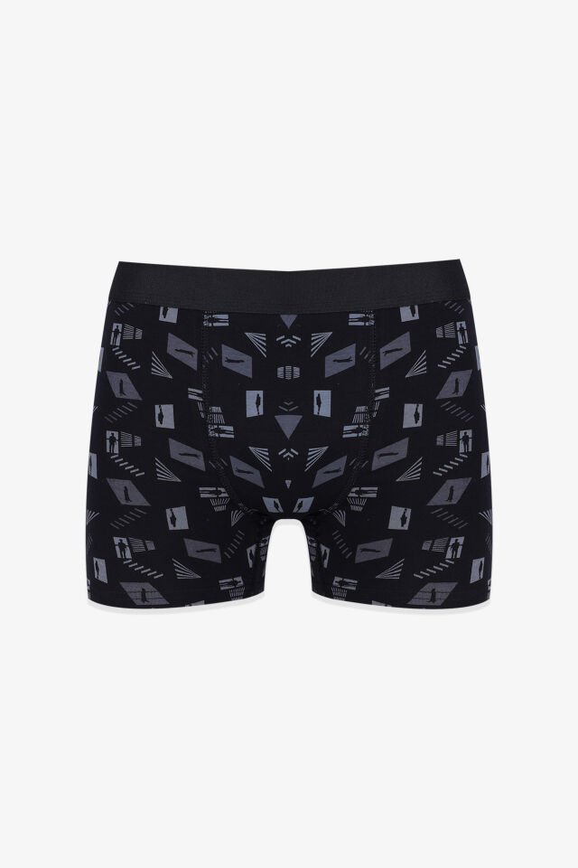 Erkek Tekli Desenli Pamuklu Boxer Füme - Gri - S