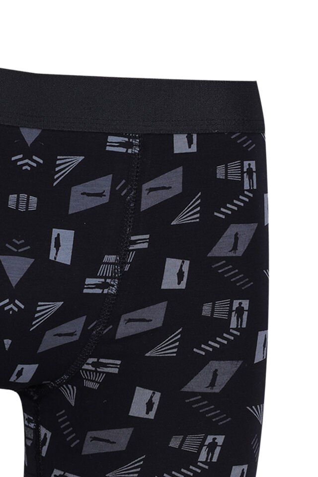 Erkek Tekli Desenli Pamuklu Boxer Füme - Gri - S