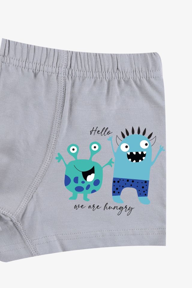 Erkek Çocuk 5'li Pamuklu Sevimli Canavar Desenli Boxer KO3021-2 - 9-11 Yaş