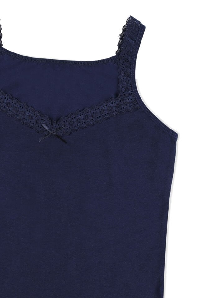 Kadın 2'li Dantel Detaylı Atlet Lacivert - S - M