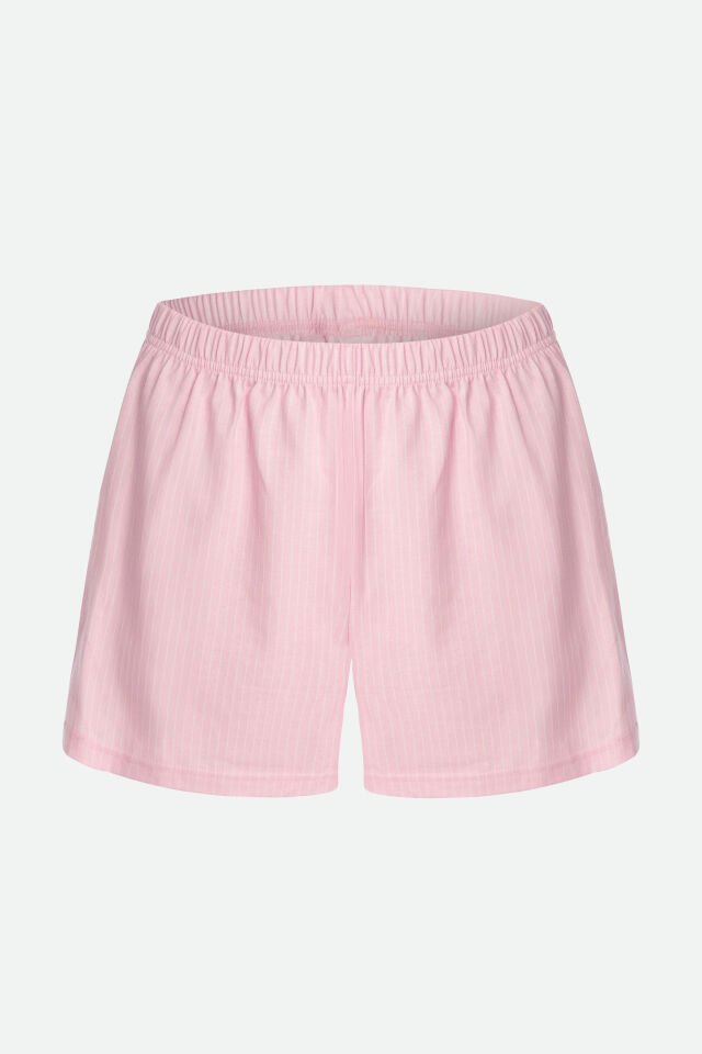 Kadın Pamuklu Kalın Askılı Şortlu Pijama Takımı M - Pembe - Ekru