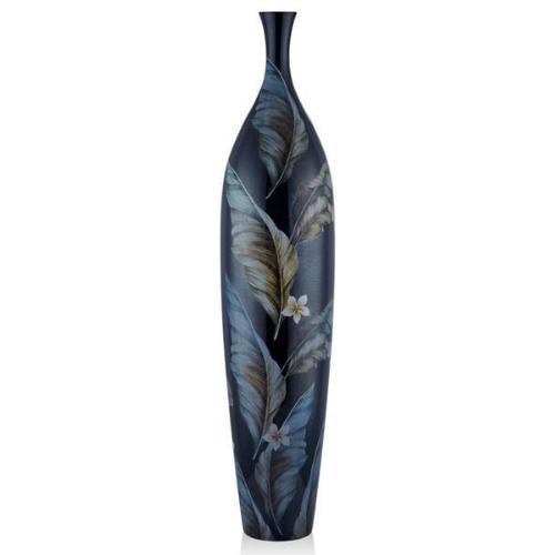 Lamedore Yaprak Desenli İnce Ağızlı Vazo Büyük Boy 24,5x108 cm
