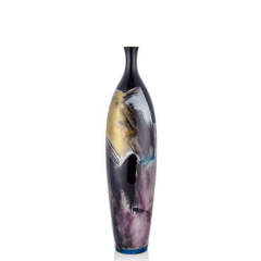 Lamedore O Modern Mavi Desenli İnce Ağızlı Vazo Küçük Boy 22x87 cm