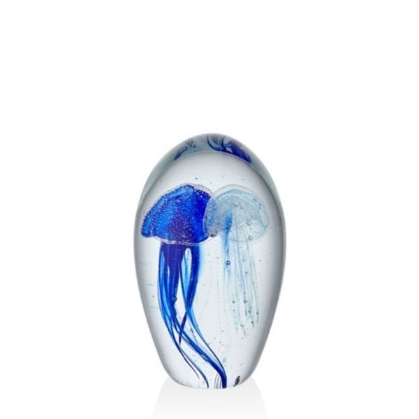 Double Jellyfish Blue Turquoise Glass Decor