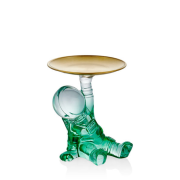 Astronaut Serving Clear Resin Green Dekoratif Sehpa