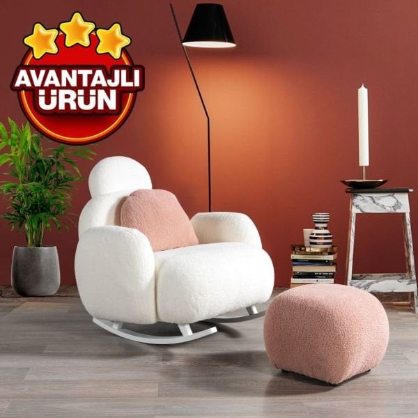 Mumy Tekli Sallanan Koltuk Beyaz / Pudra