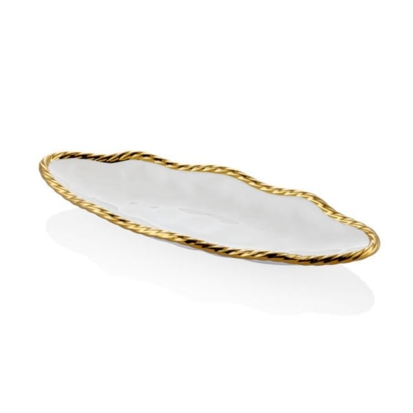 Lamedore Wave Beyaz Gold Oval İnce Sunumluk