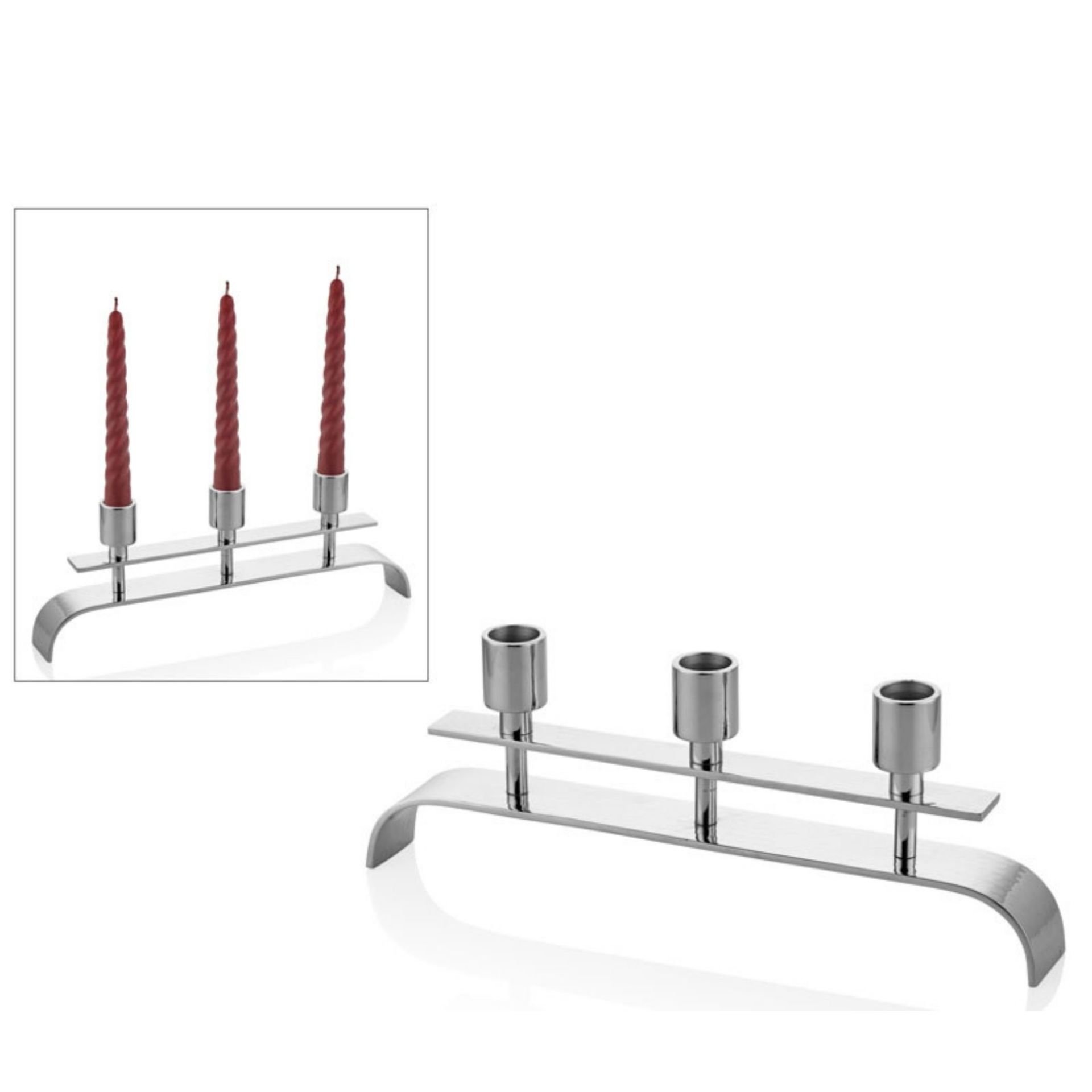 Lamedore Half Elips Nickel Large  Candle Holder Mumluk