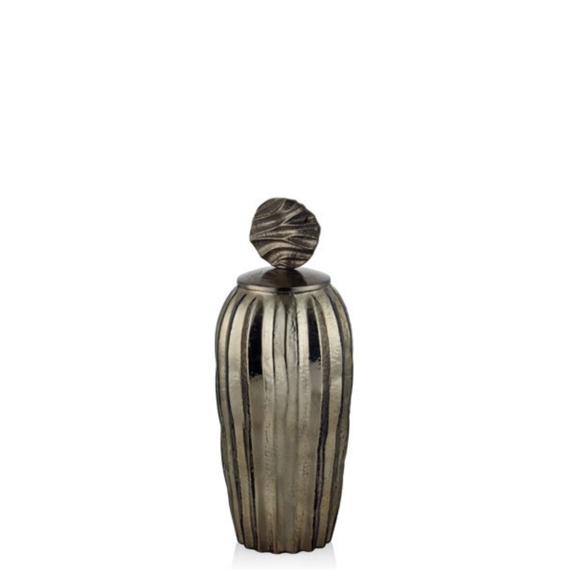 Lamedore Aged Brass Küçük Cam Kapaklı Küp 13x13x36 cm