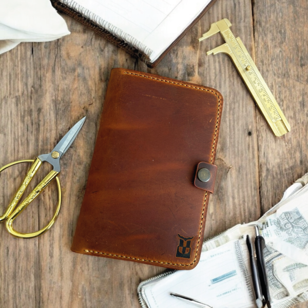 ZipSnap | Deri Çıtçıtlı Organizer Cüzdan - Camel