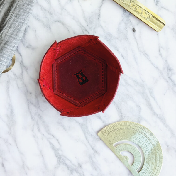 Hexo | Geometrik Deri Organizer - Kırmızı