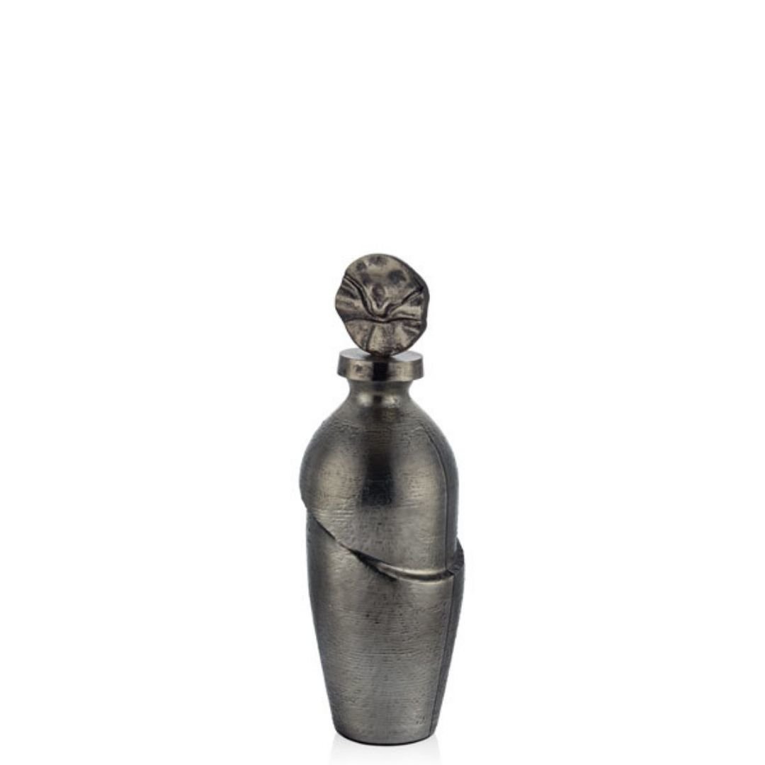 Lamedore Onxy Gümüş Çatlak Cam Şişe Küp 39 cm