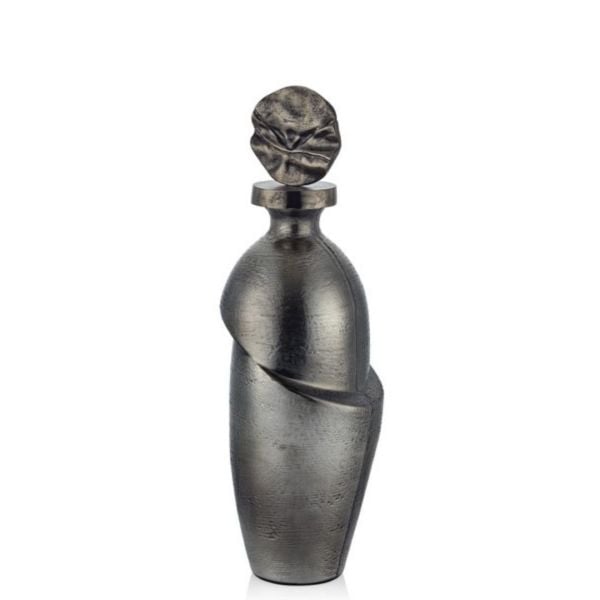 Lamedore Onxy Gümüş Çatlak Cam Şişe Küp 58 cm