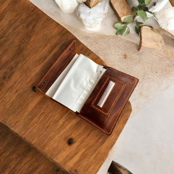 Rolma - Deri Tobacco Çantası - Camel