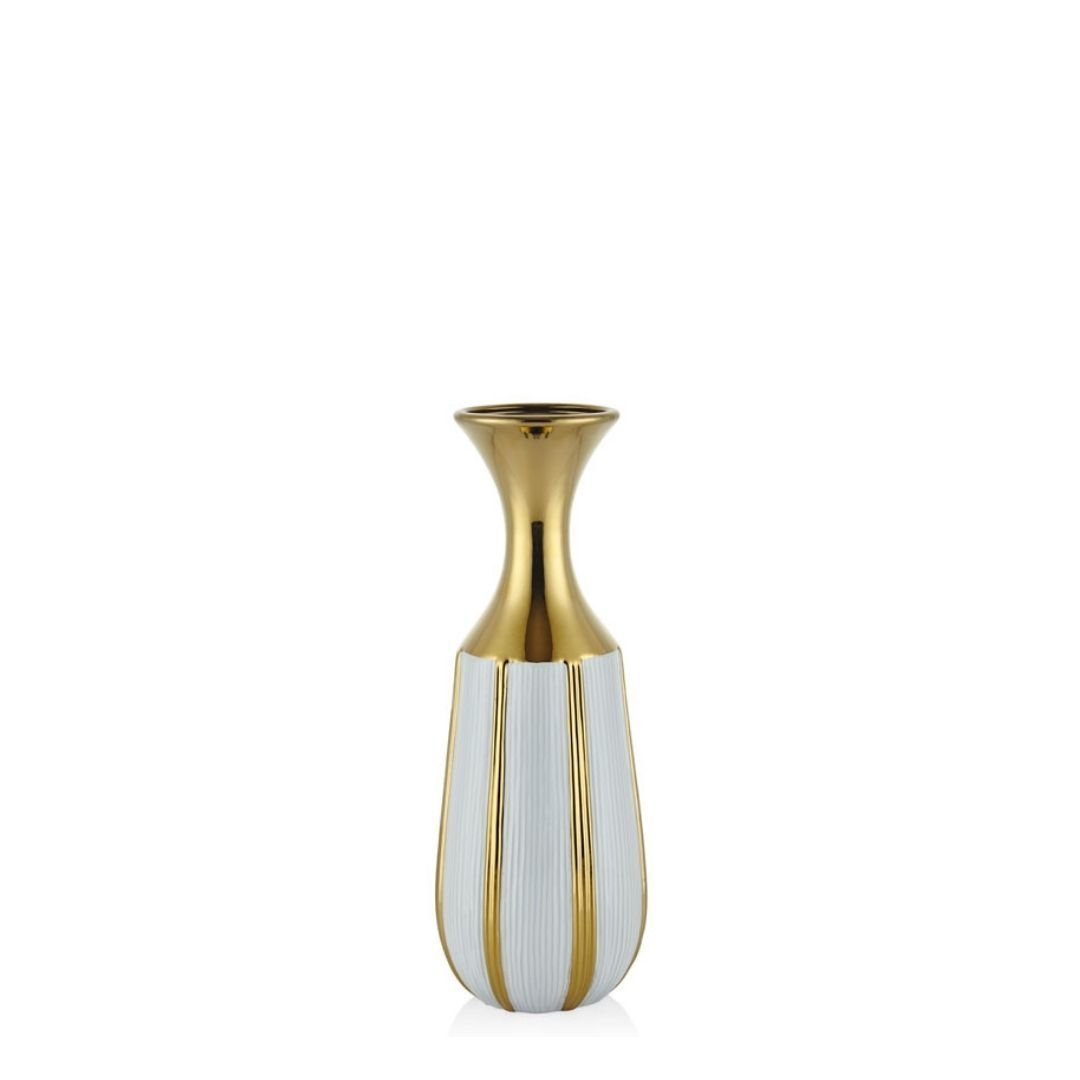 Lamedore  Beyaz  Gold Küçük Vazo 39,5 cm