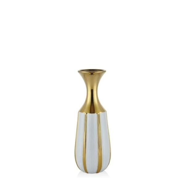 Lamedore  Beyaz  Gold Küçük Vazo 39,5 cm