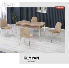 REYYAN 80*130 CEVİZ - GOLD MASA / REYYAN KAHVE SANDALYE
