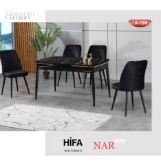 HİFA 80*130 SİYAH GOLD MASA / HİFA SİYAH SANDALYE