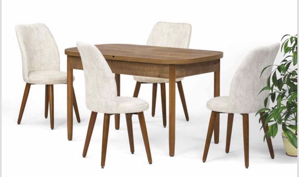 80*130 OVAL KELEBEK CEVİZ MASA - VENÜS SANDALYE