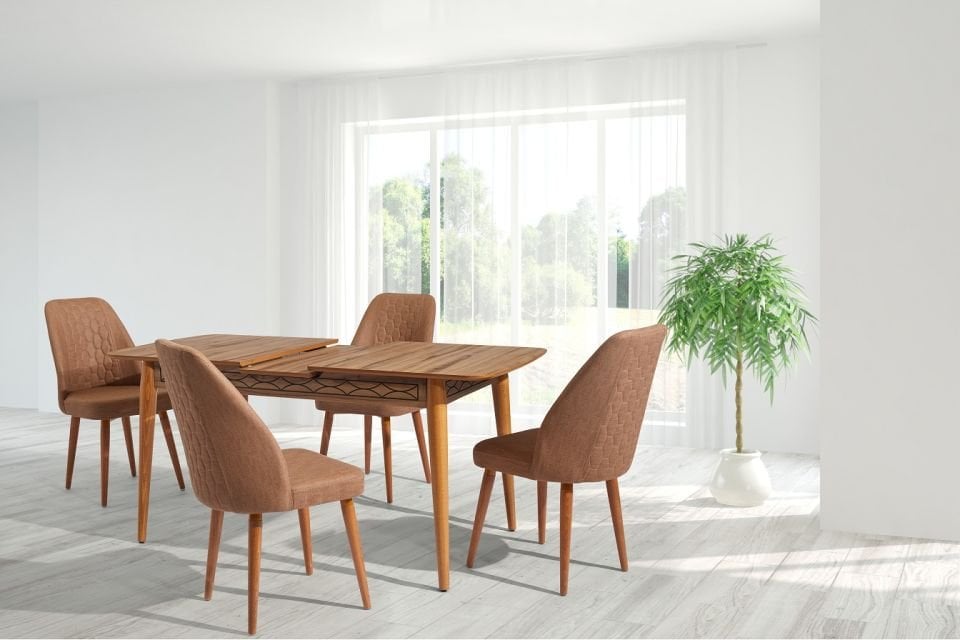 ASOS 80*140 CEVİZ - KAHVE MASA / PETEK KAHVE SANDALYE