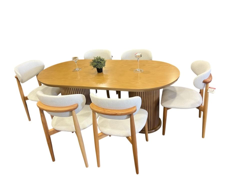 LİZBON 90*175 CEVİZ - CEVİZ MASA / LİZBON KREM - CEVİZ SANDALYE