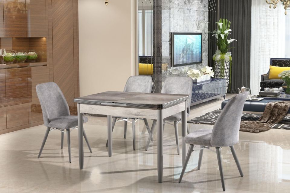 LARA 70*110 YILDIZ MASA - VERA AÇIK GRİ SANDALYE