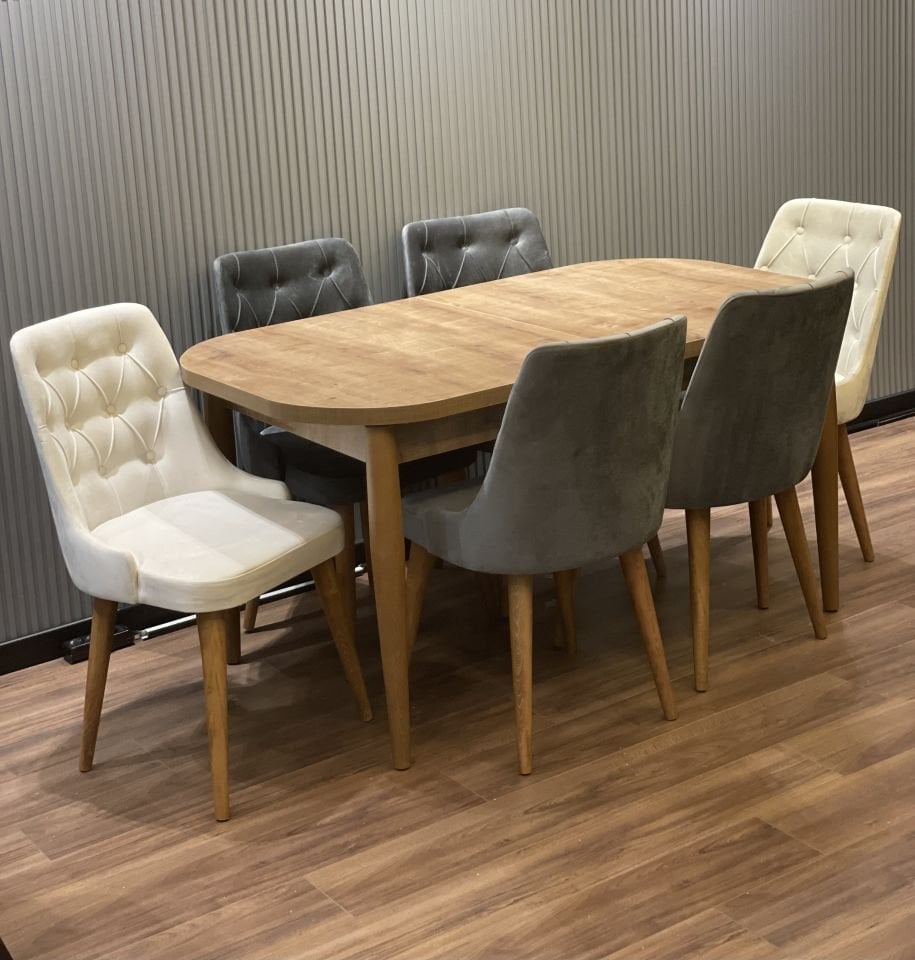 HİLTON 90*160 OVAL KİTABELİ SÜMELA MASA / ROMA SANDALYE