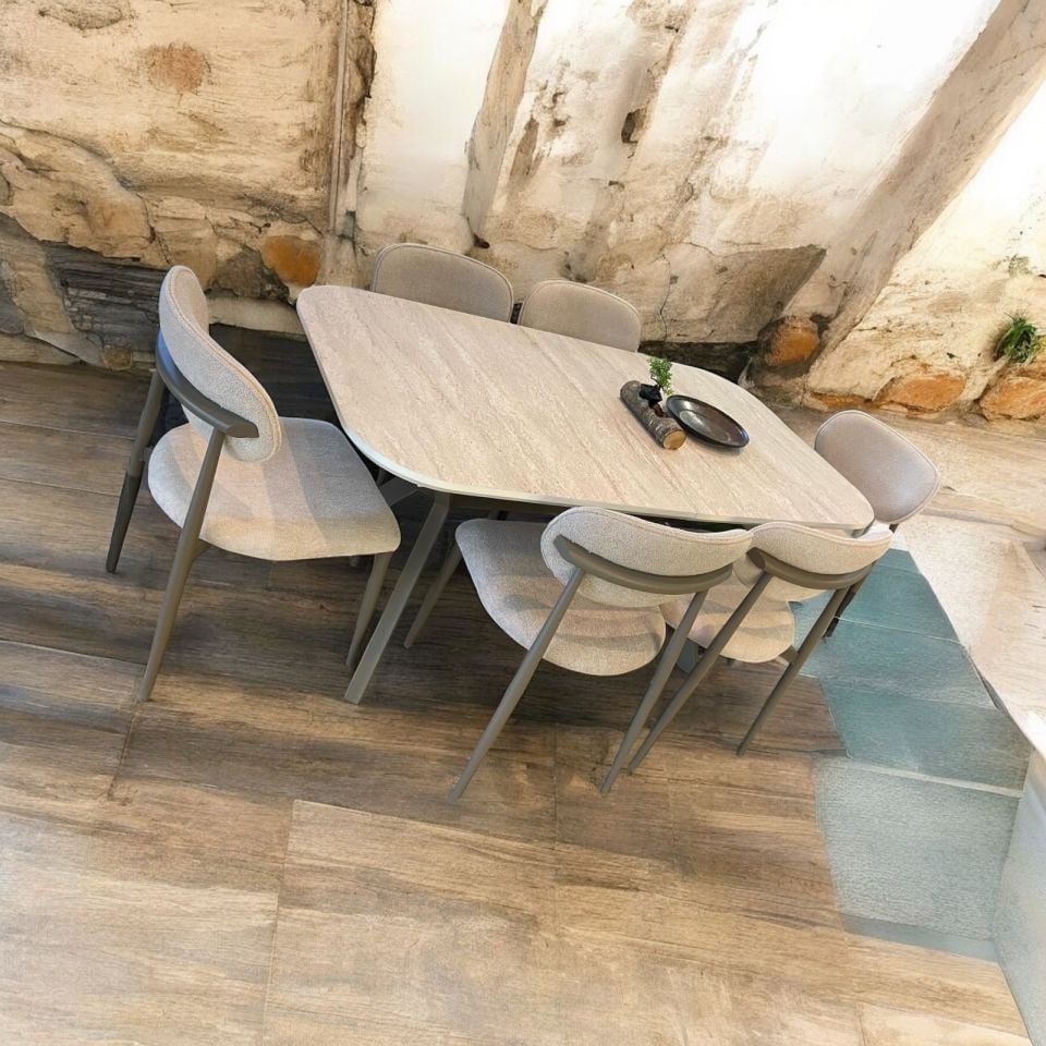 VALENTİNO 90*160 TRAVERTEN TAKIM LİZA SANDALYE