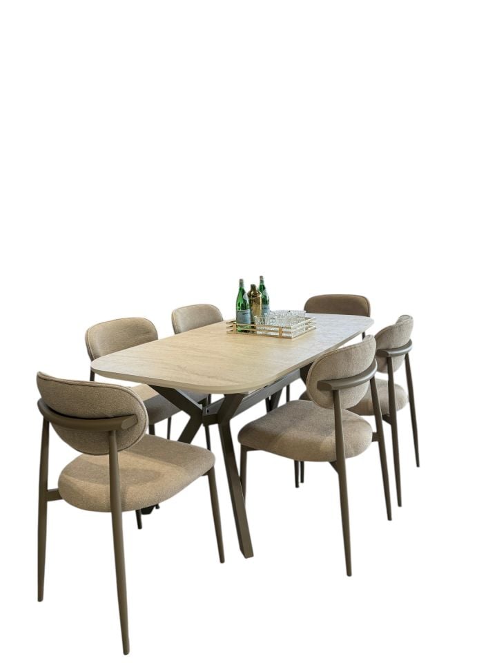 VALENTİNO 90*160 CAPİCİNO MASA TRAVERTEN TAKIM