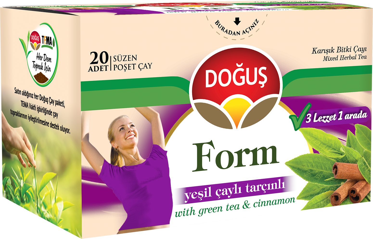 Doğuş Form Çayı Yeşil Çaylı Tarçınlı 20 li