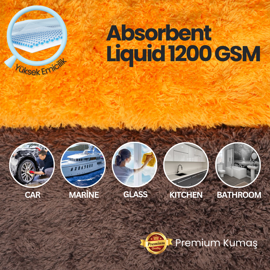 Absorbent Liquid 1200 GSM Kurulama Havlusu (Brown/Orange)