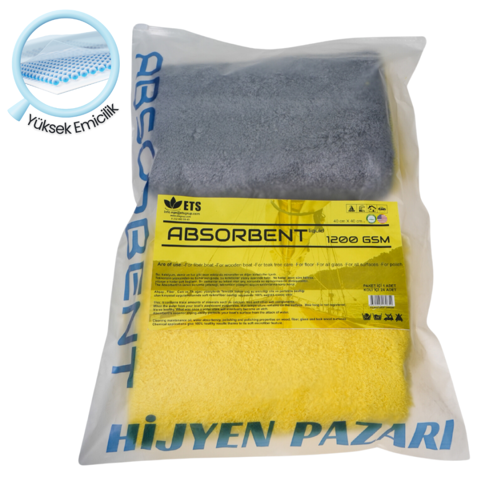 Absorbent Liquid 1200 GSM Kurulama Havlusu (Yellow/Grey)