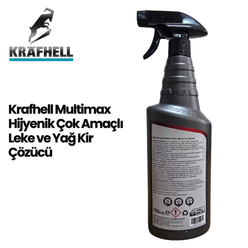KRAFHELL Multimax Hijyenik Çok Amaçlı Leke Ve Yağ Kir Çözücü 750 ml