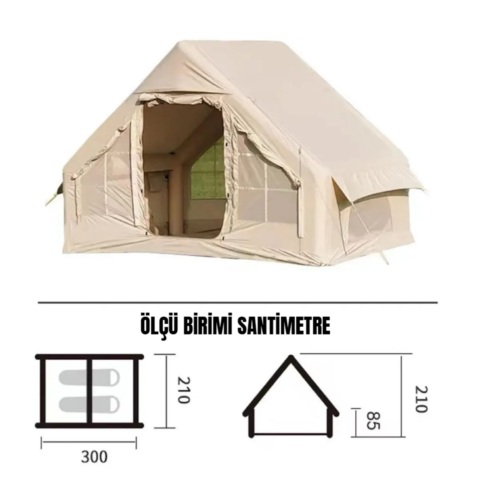 6 Kişilik  4 Mevsim Şişme Kamp Çadırı + Duş ve Giyinme Çadırı