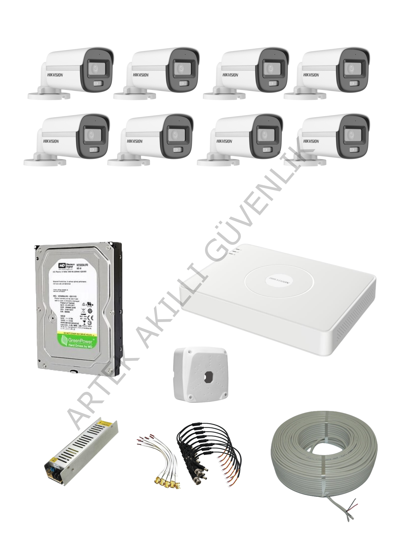 Hikvision 8 Kameralı AHD(Analog) Renkli+Sesli SET