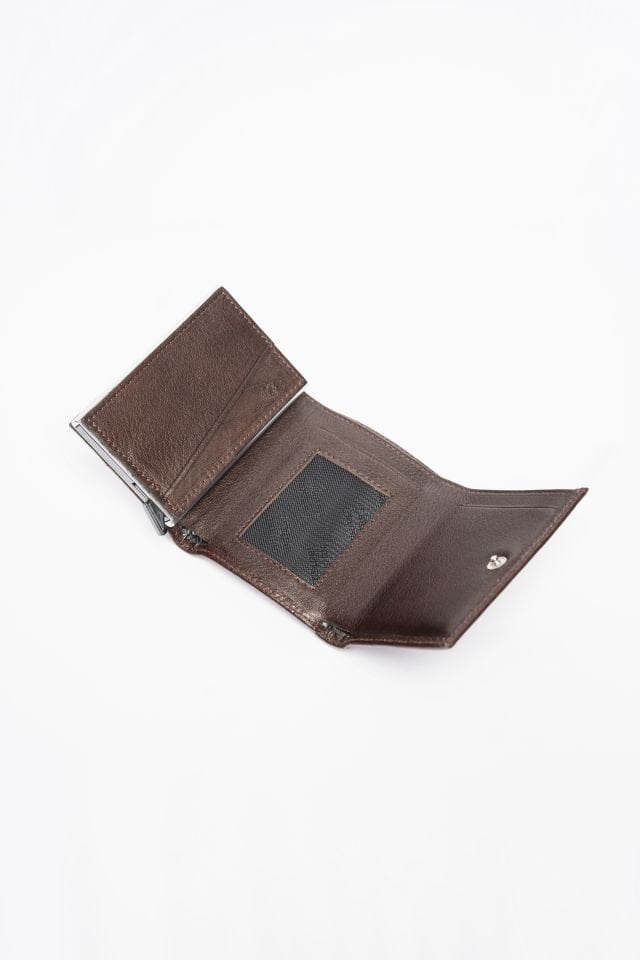 Brown Leather Mechanism Wallet