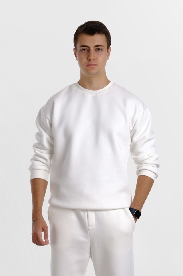 Beyaz Penye Sweatshirt