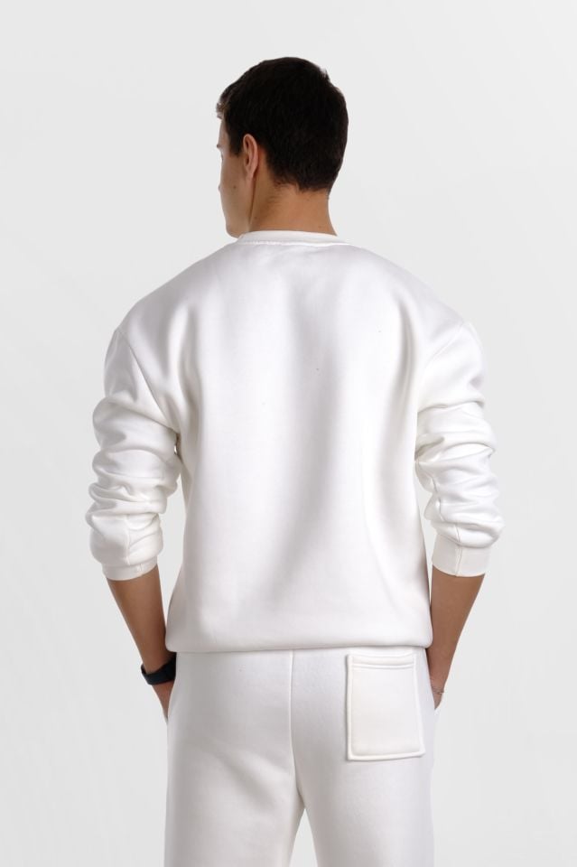 Beyaz Penye Sweatshirt
