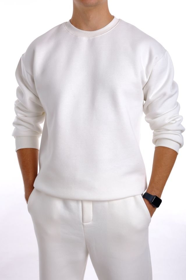 Beyaz Penye Sweatshirt