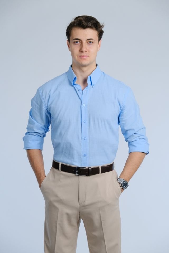 Blue Shirt / Stand Collar